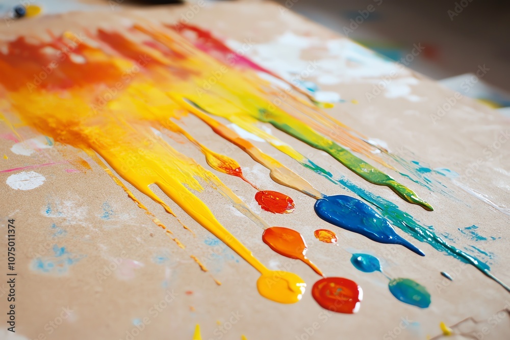 Colorful paint drips on textured paper Colorful paint drips on textured paper