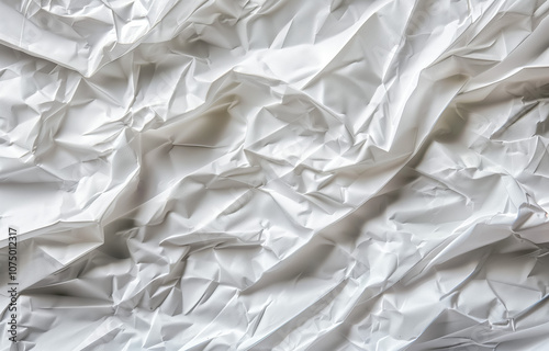 Obraz na płótnie Crumpled white paper texture with abstract folds and shadows w salonie