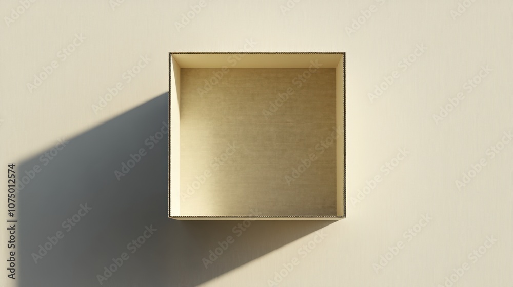 Minimalist Open Box on a Light Background Casting a Subtle Shadow, Ideal for Displaying Products or Creative Designs in a Clean Aesthetic Minimalist Open Box on a Light Background Casting a Subtle Shadow, Ideal for Displaying Products or Creative Designs in a Clean Aesthetic