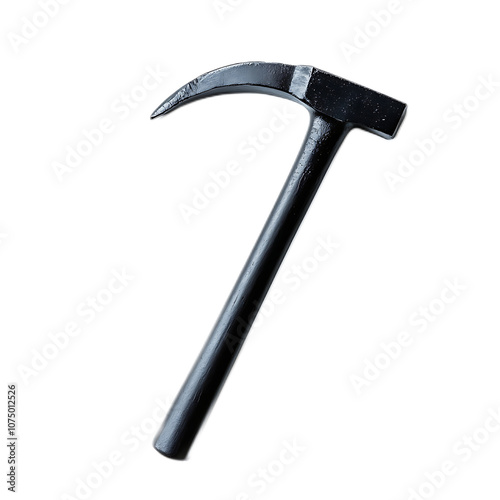 a crowbar, curved metal tool, rugged black finish, isolated on white background