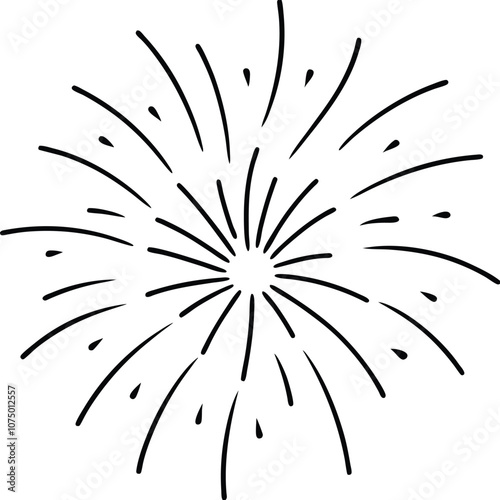 Glittering Fireworks silhouette vector isolated on white background. Vector illustration