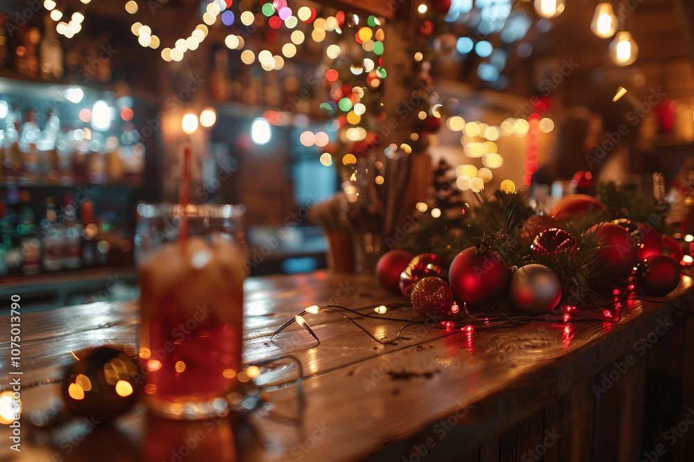 Festive New Year decoration at home on blurred Christmas tree backdrop ai generative Festive New Year decoration at home on blurred Christmas tree backdrop ai generative