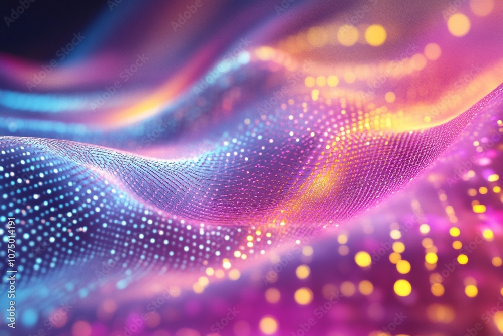 Holographic Abstract Background with Glowing Lights and Bokeh. Magical Neon Light Texture, Shimmering Bokeh and Gradient Glow. Colorful Sparkling Lights, Holographic Effect Abstract Background