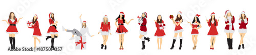 Christmas ladies Santa girl full isolated collection 