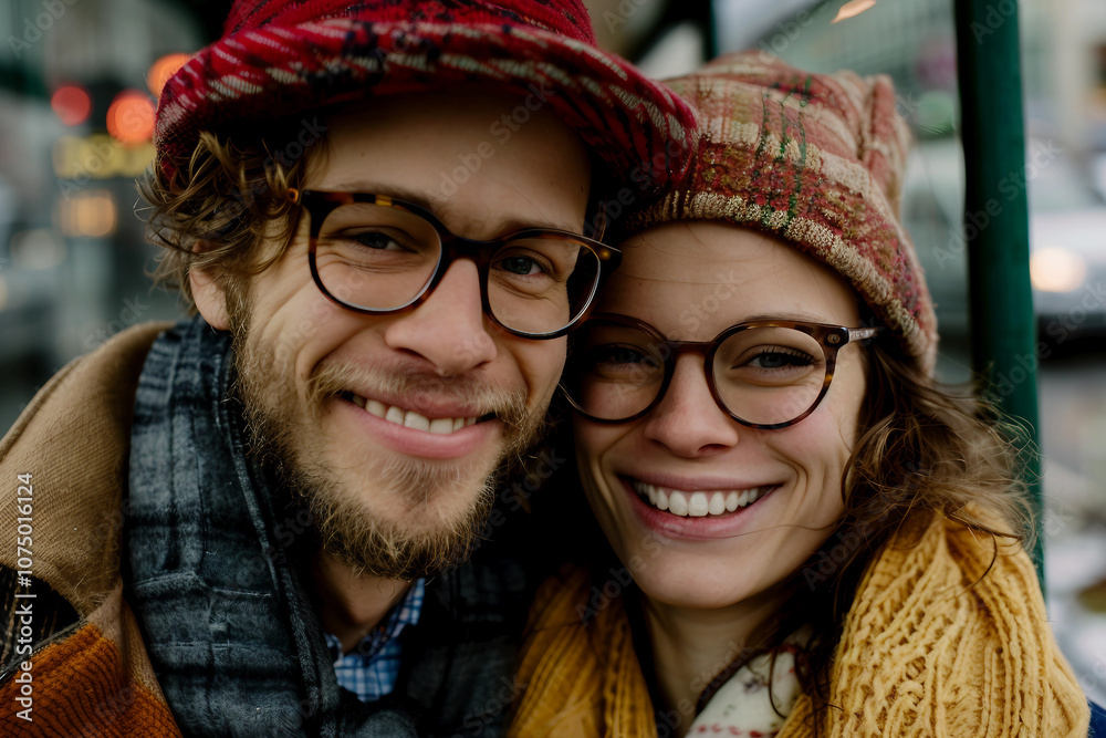 Happy Couple Traveling Together in Car on Romantic Adventure Happy Couple Traveling Together in Car on Romantic Adventure