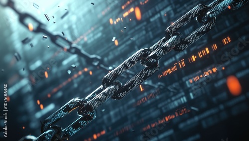Cybersecurity and digital security abstract concept with chain links