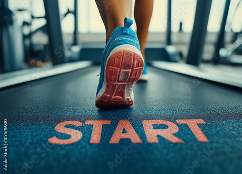 2026 marks the beginning of a new year. A treadmill runner at a fitness club. Healthy lifestyle, gym