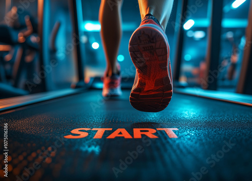 2026 marks the beginning of a new year. A treadmill runner at a fitness club. Healthy lifestyle, gym