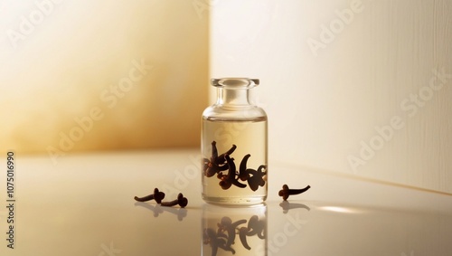 Clove water in a glass bottle