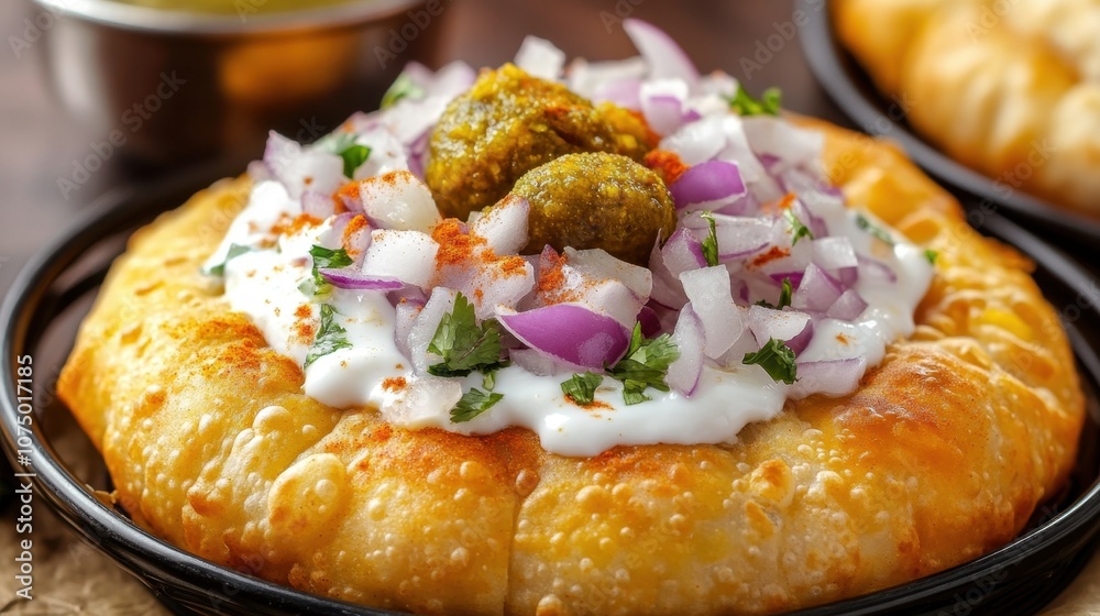 Samosa Chaat with Yogurt and Chutney Toppings Samosa Chaat with Yogurt and Chutney Toppings