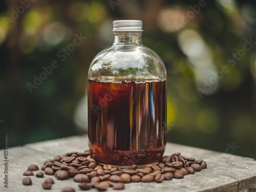 coffee beans in a bottle