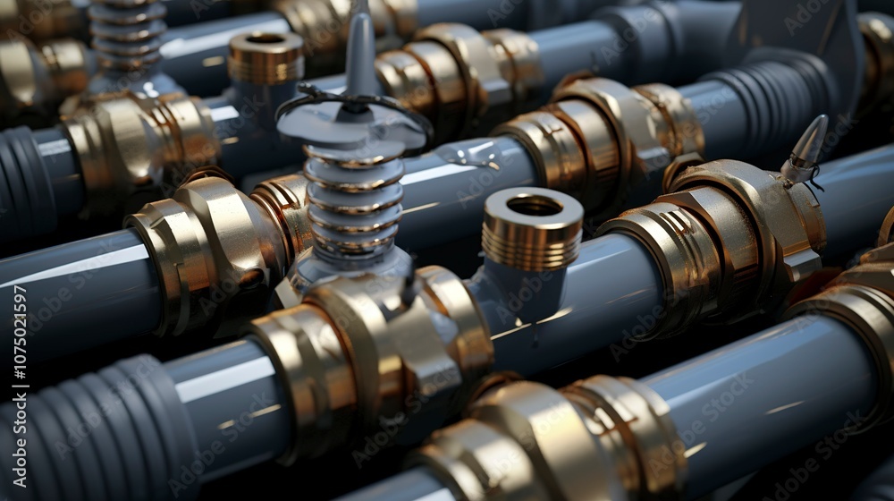 A photo of a set of water supply lines A photo of a set of water supply lines