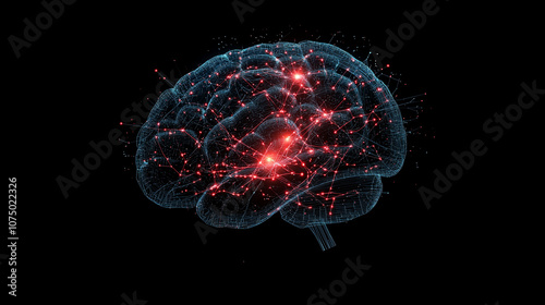 The Mind's Network: An abstract representation of the human brain, illuminated by a network of glowing connections, suggesting a complex interplay of thoughts and processes. 