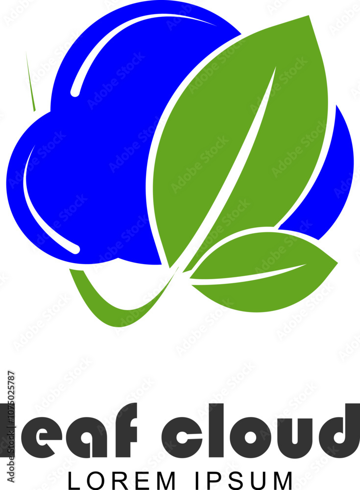 green leaf cloud, simple and unique logo green leaf cloud, simple and unique logo