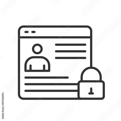 Personal account blocked, icon in line design. Personal, account, blocked, lock, security, access, restriction on white background vector. Personal account blocked editable stroke icon