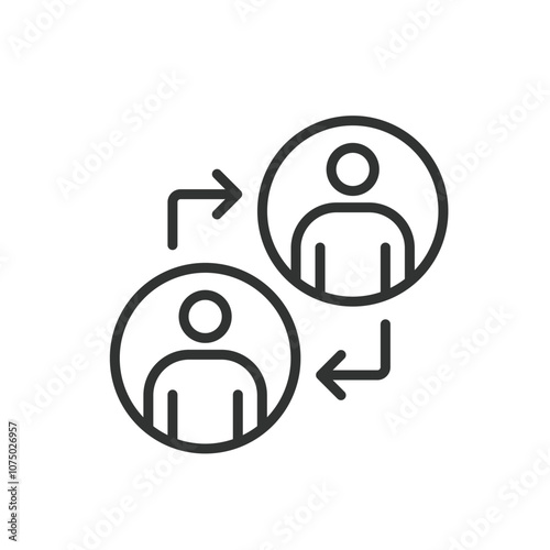 Merging accounts, icon in line design. Merging, accounts, combine, connection, union, integration, join on white background vector. Merging accounts editable stroke icon