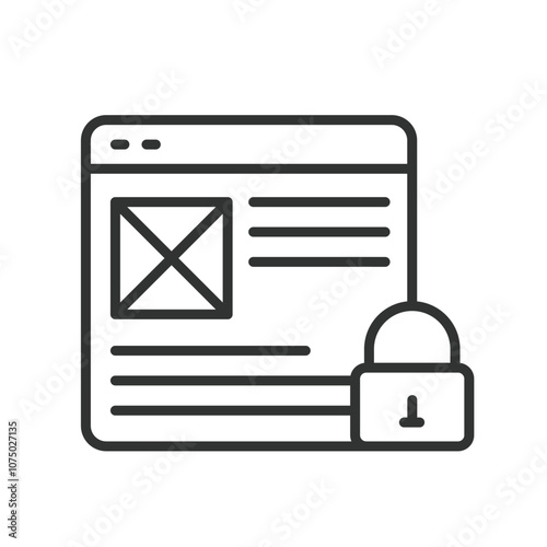 Blocked web page, icon in line design. Blocked, web, page, error, access, denied, restriction on white background vector. Blocked web page editable stroke icon
