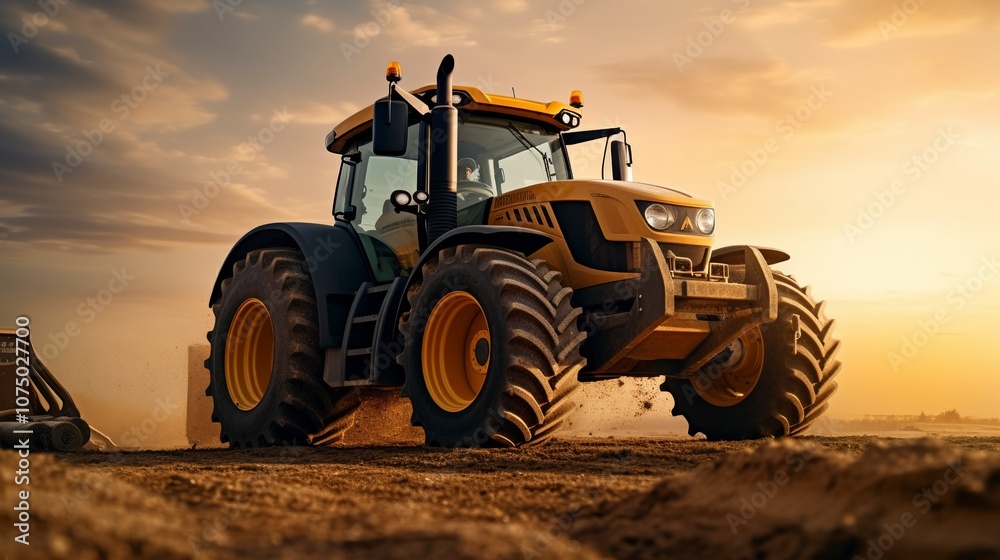 A photo of a tractor equipped with a front loader A photo of a tractor equipped with a front loader