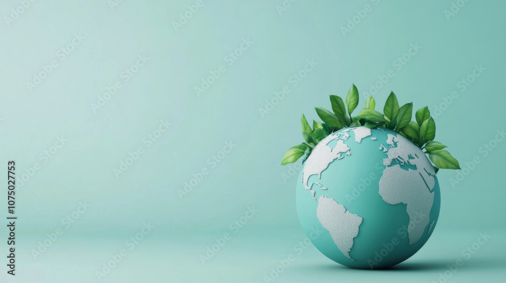 Environmental Stewardship Symbolized by Globe with Green Plant and Clean Energy Icons Environmental Stewardship Symbolized by Globe with Green Plant and Clean Energy Icons