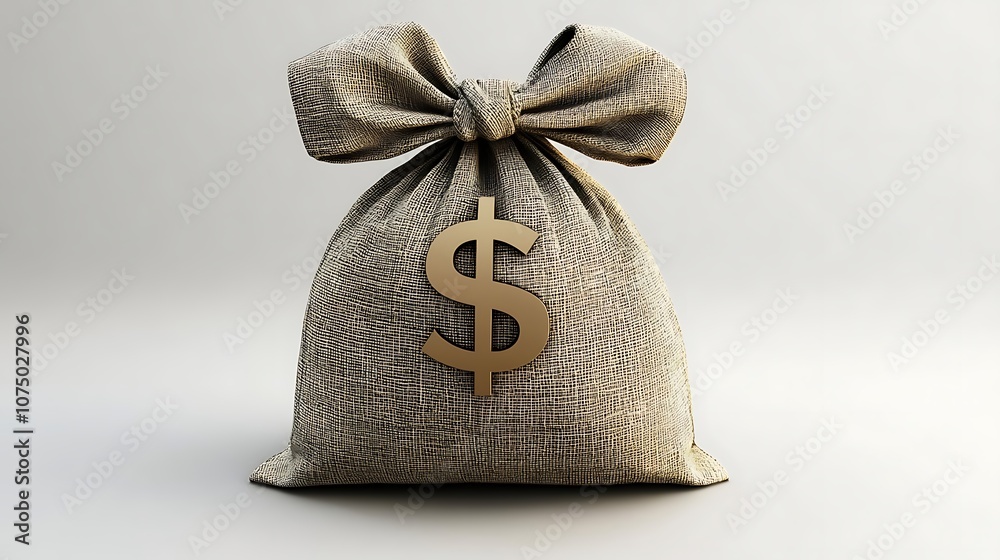 Money bag with a dollar sign filled with banknote, Dollar cash on money bag Money bag with a dollar sign filled with banknote, Dollar cash on money bag