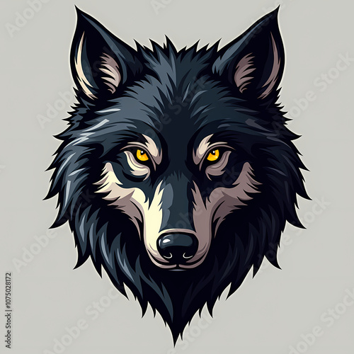 Simple wolf head monochrome logo no text