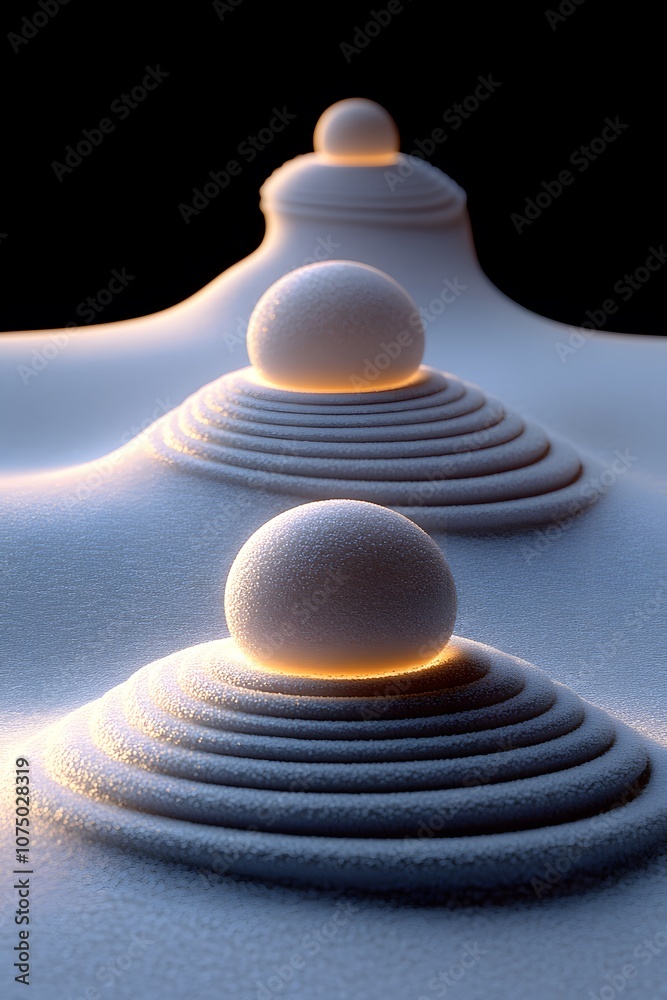 Zen gardens emphasize tranquility and often consist of intricately arranged rocks, sand and waves, suggesting the simplicity and balance of nature. This image represents a quiet space. Zen gardens emphasize tranquility and often consist of intricately arranged rocks, sand and waves, suggesting the simplicity and balance of nature. This image represents a quiet space.