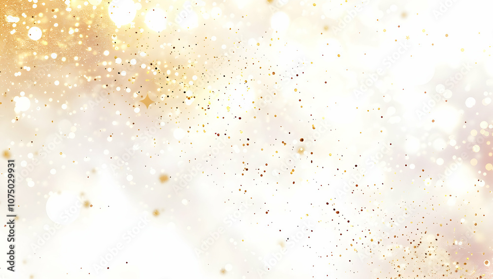 A simple white background with golden glitter stars and sparkles A simple white background with golden glitter stars and sparkles