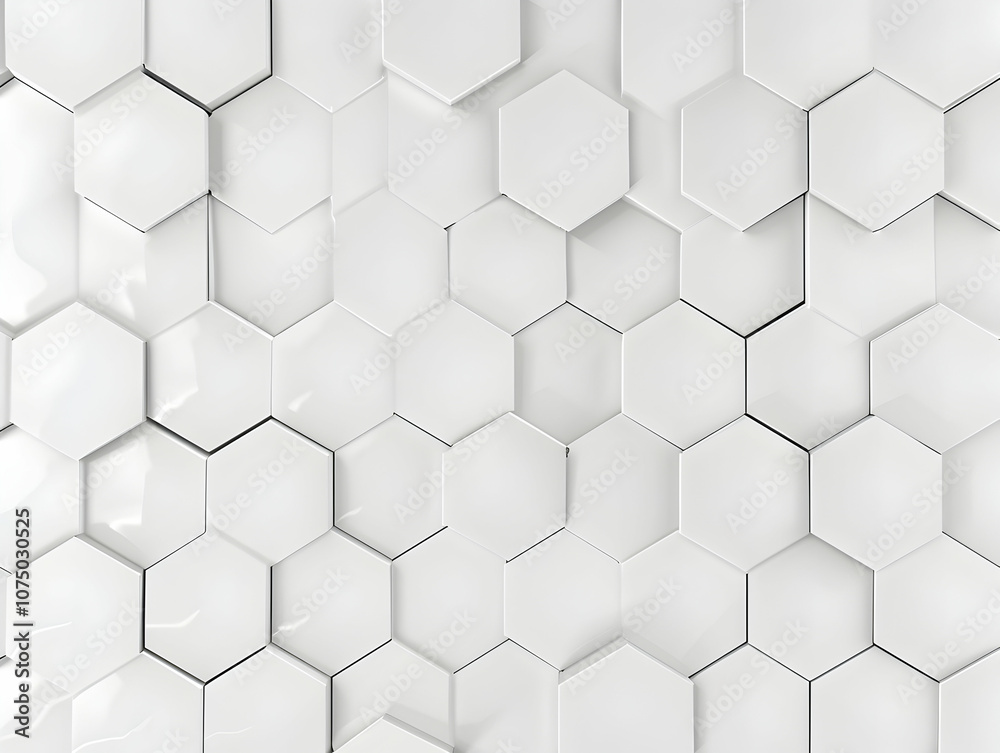 Naklejka premium 3D render, abstract white background with a hexagonal pattern for a technology