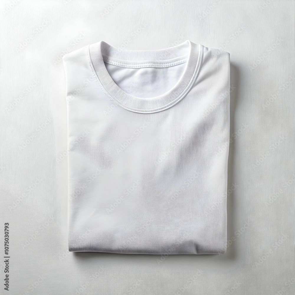 A classic white T-shirt laid flat, neatly folded sleeves