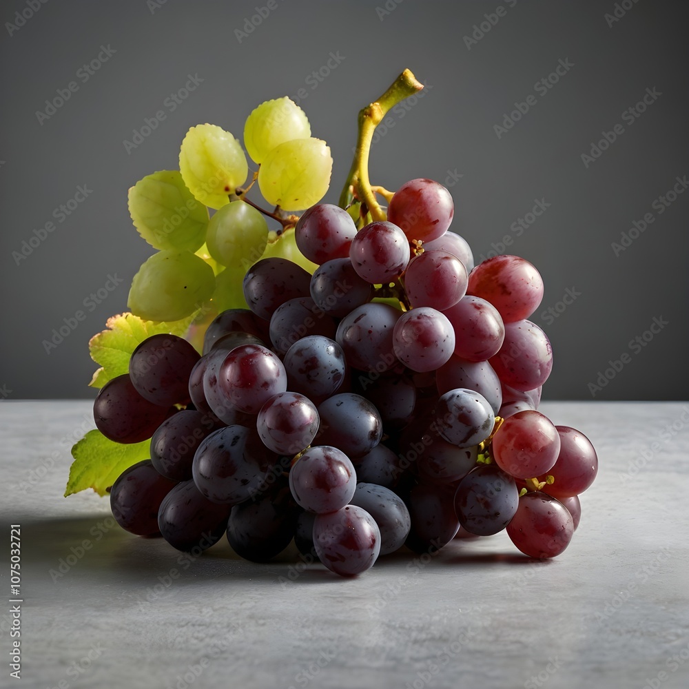 Bunch of fresh grapes on a concrete table. Bunch of fresh grapes on a concrete table.