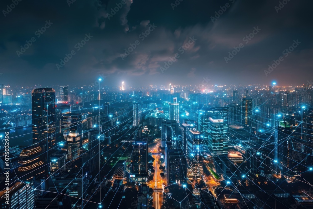 Smart city concept with network connection urban connections metropolis. Smart city concept with network connection urban connections metropolis.