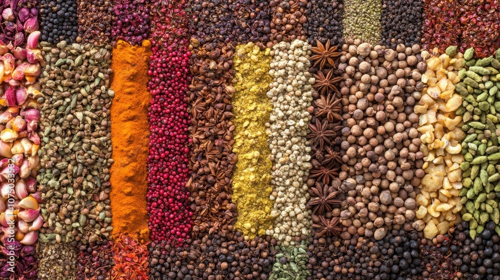 Vibrant Arrangement of Indian Spices and Herbs Vibrant Arrangement of Indian Spices and Herbs