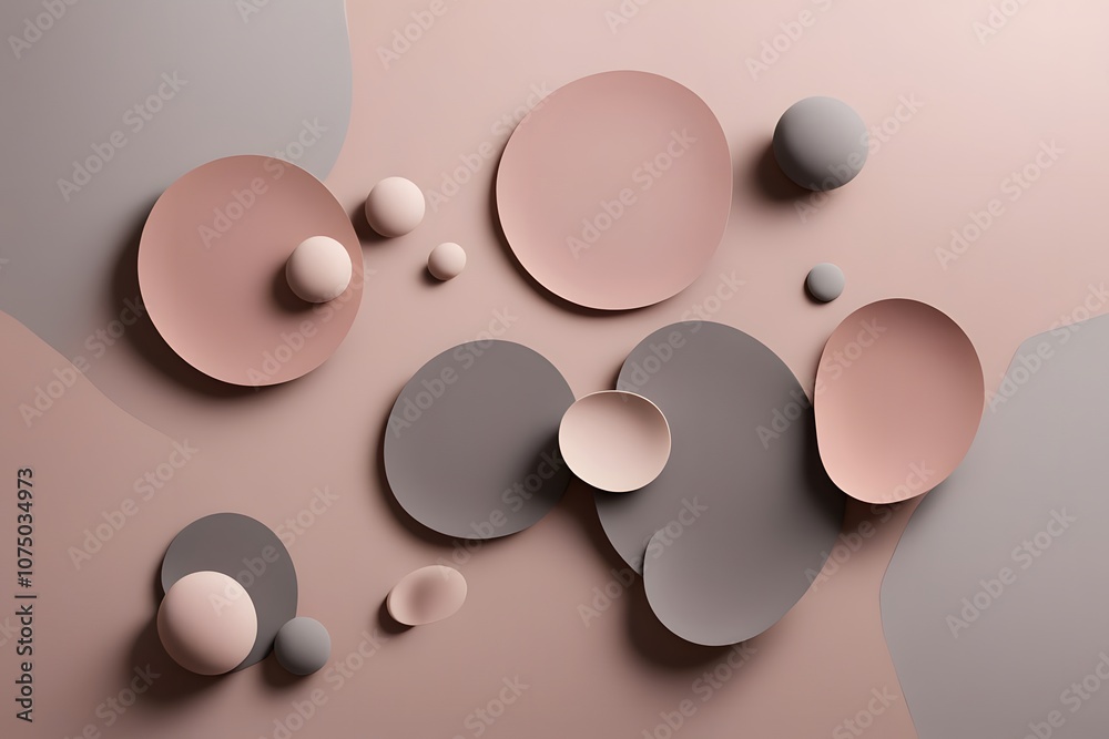 Floating organic shapes in dusty pinks and warm gray with subtle soft shadows, Ai generated Floating organic shapes in dusty pinks and warm gray with subtle soft shadows, Ai generated