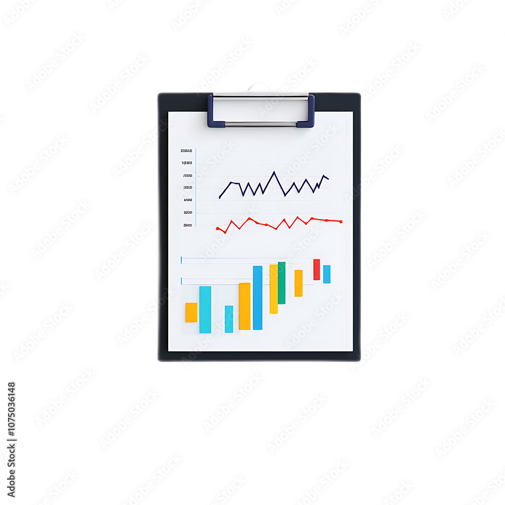 a medical chart, clipboard with paper and pen, realistic notes and diagrams, isolated on white background