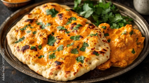 Naan Bread Served with Butter and Herbs