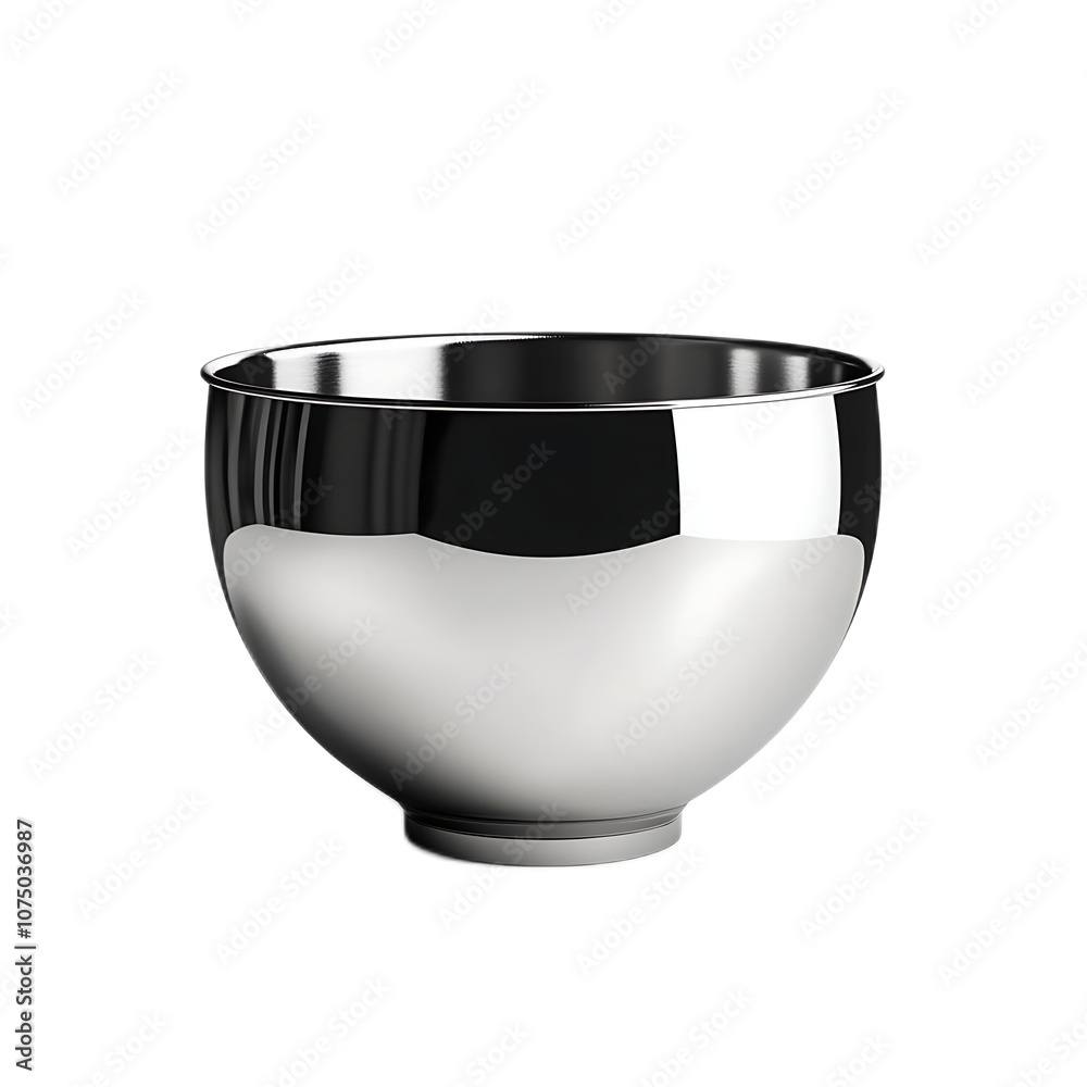 a mixing bowl, large stainless steel with matte finish, realistic reflections, isolated on white background a mixing bowl, large stainless steel with matte finish, realistic reflections, isolated on white background