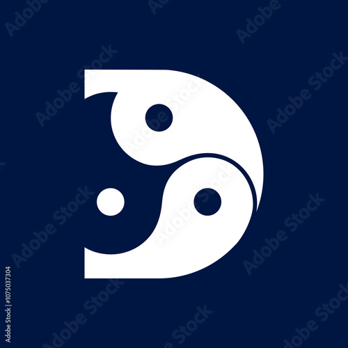 Logos are the letter D and yin yang. Outline and unique.