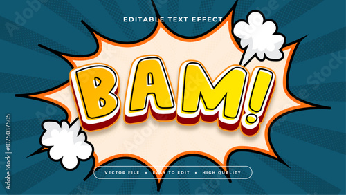 White Yellow and Blue Bam 3d Editable Text Effect - Font Style