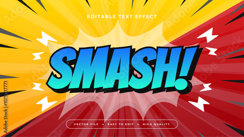 Yellow Blue and Red Smash 3d Editable Text Effect - Font Style