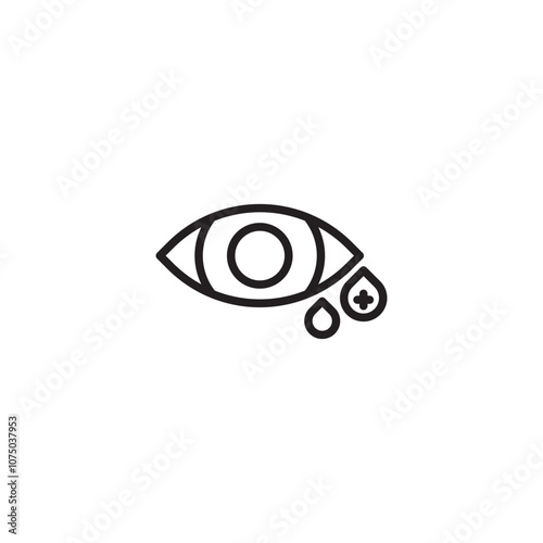 An eye with tears containing a plus symbol, suggesting medical attention for eye irritation or infection on icon. A visual representation of seeking relief for eye discomfort. Editable icon.