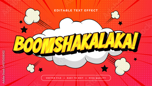 Red White and Yellow Boom Shakalaka 3d Editable Text Effect - Font Style