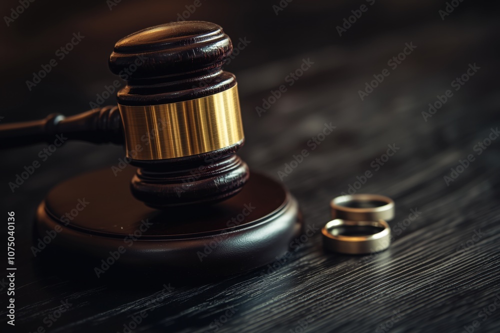 judge's hammer next to two gold rings judge's hammer next to two gold rings