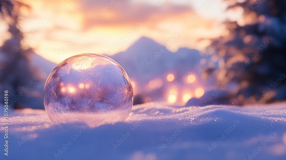 A Snowy Winter Evening with a Frozen Bubble A Snowy Winter Evening with a Frozen Bubble
