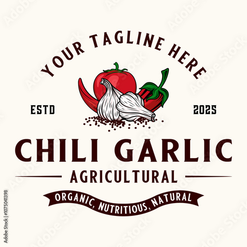 chili and spice logo design. tomato chili and garlic element for restaurant, sauce industry, and food products