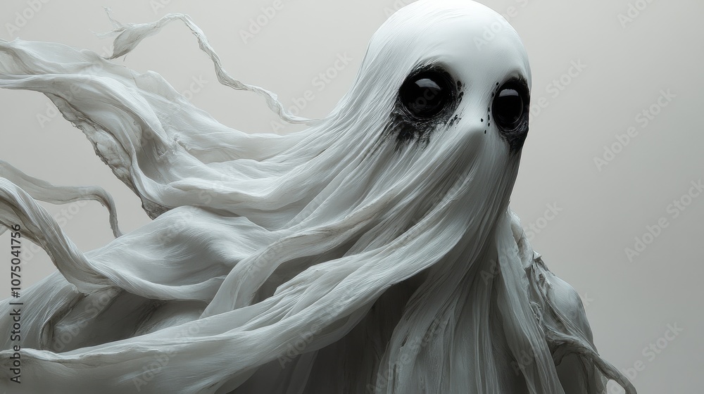 Ethereal figure shrouded in flowing fabric, evoking mystery. Ethereal figure shrouded in flowing fabric, evoking mystery.