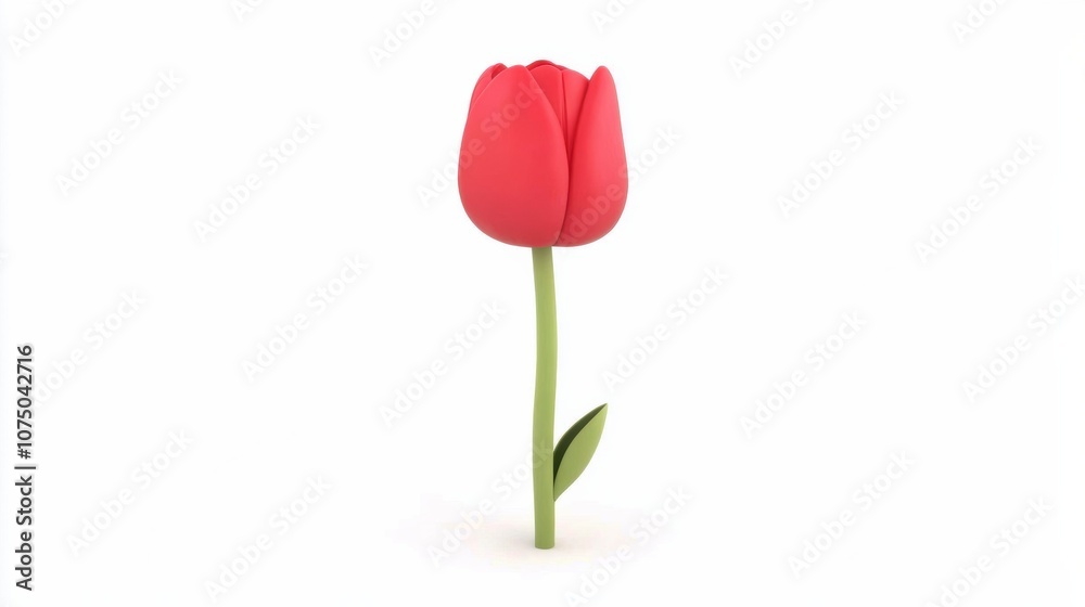 A vibrant red tulip standing elegantly against a clean white background, symbolizing beauty and nature in a minimalist style. A vibrant red tulip standing elegantly against a clean white background, symbolizing beauty and nature in a minimalist style.