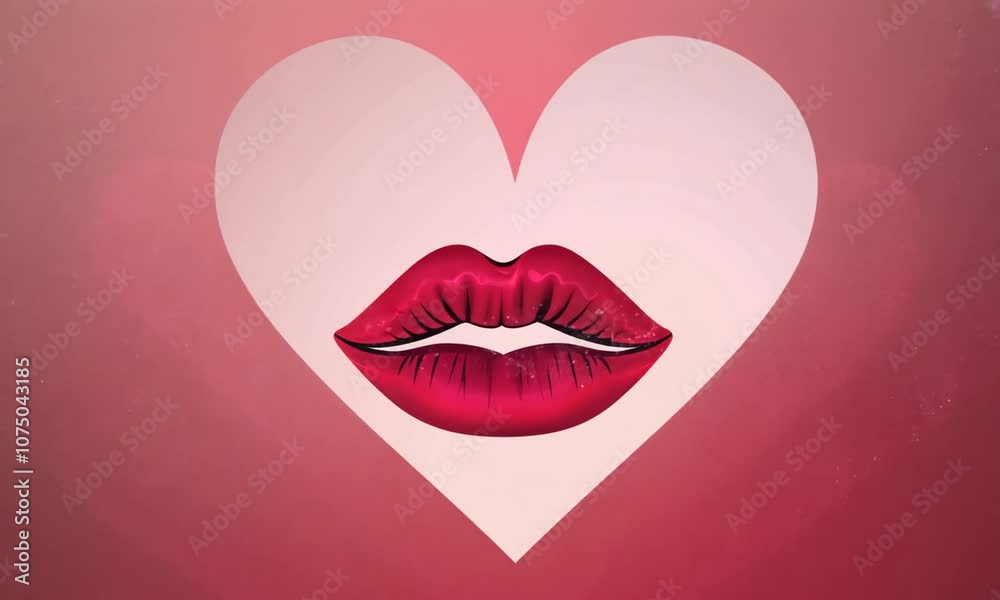 Heart with pink lips and sparkling glitter in romantic theme illustration for Valentine’s Day love background Heart with pink lips and sparkling glitter in romantic theme illustration for Valentine’s Day love background