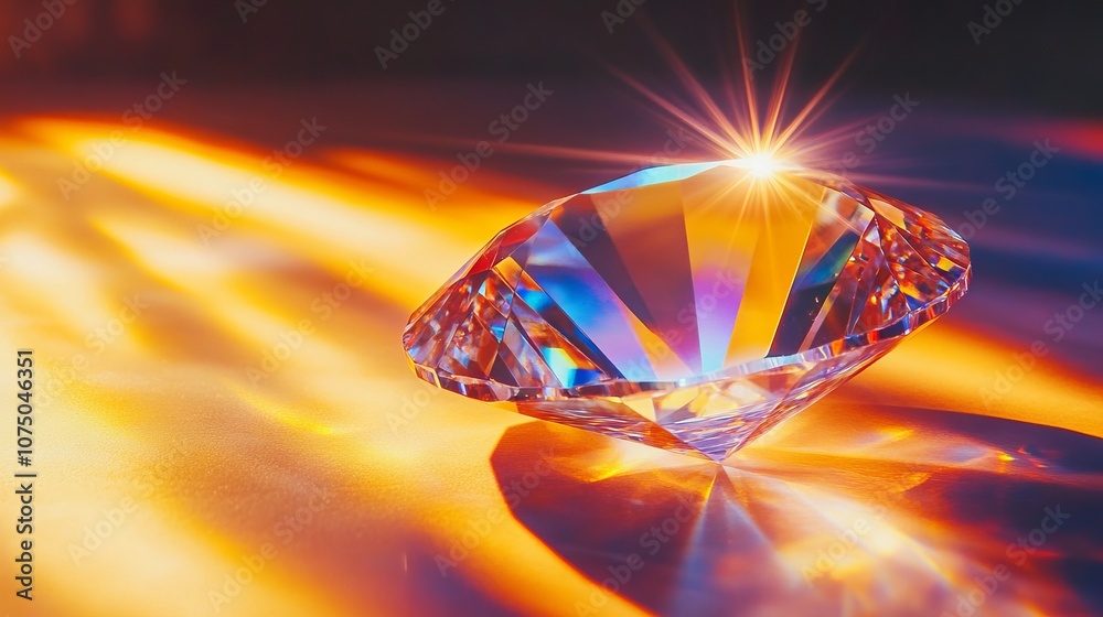 Close-Up of Oblong Diamond Prism with Colorful Light Rays. AI generated illustration Close-Up of Oblong Diamond Prism with Colorful Light Rays. AI generated illustration