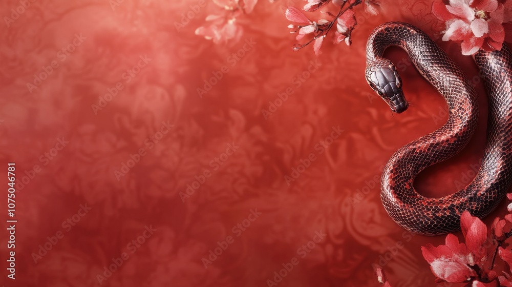 Chinese New Year Year of the Snake Background with Open Space for Text Chinese New Year Year of the Snake Background with Open Space for Text
