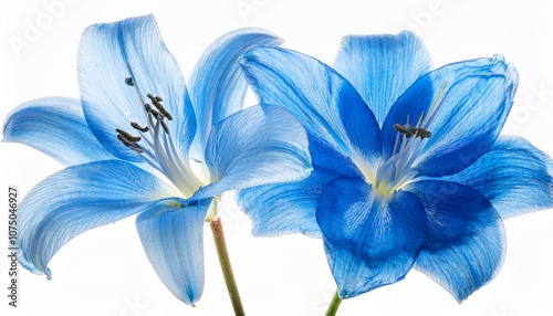 Lily blue on white background isolated. Beautiful flower.